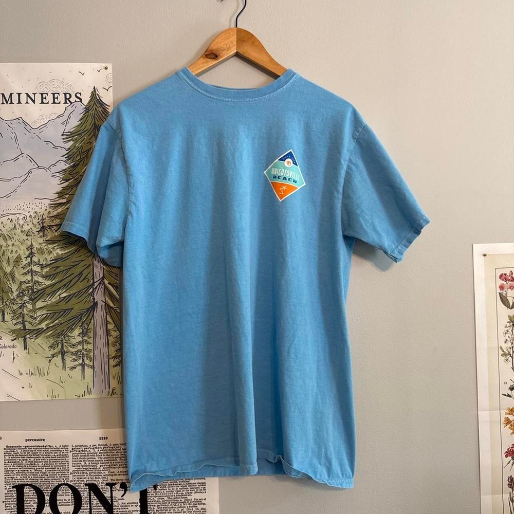 Blue 84 Wrightsville Beach NC Graphic Tee Shirt Light Blue Size Medium Unisex